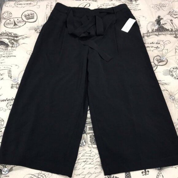 Maison Jules Solid Wide-Leg Tie-Front Capri Pants - Picture 2 of 4